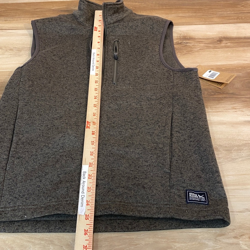 Eddie Bauer Mens Sycamore Vest Brown Sweater Fleece Full Zip Small - Picture 6 of 10